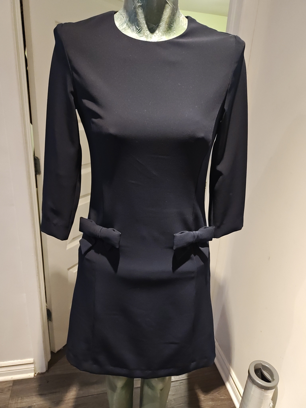 RIANI Navy Mini Dress with Pocket Bow Details